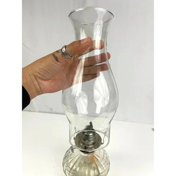 VTG Clear Glass Kerosene Oil Lamp Decor 13" - Picture 2 of 11
